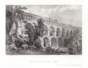 De Pont du Gard, nabij Nismes door Thomas Allom