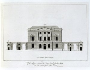 Het stadhuis, Bath, gegraveerd door T. Bonnor