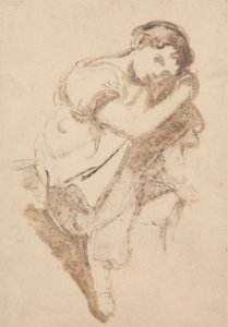 Studie van een Jong Meisje dat haar Hoofd op haar Knie Rust door Thomas Barker