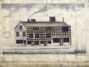 Oud Huis aan Hanging Ditch, Manchester, 1819 door Thomas Barritt