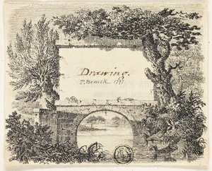 Vignet met brugbomen door Thomas Bewick