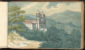 Album van Landschap- en Figurenstudies: Villa in de Bergen door Thomas Bradshaw