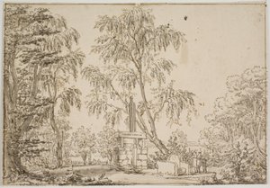 Deel van Fredensborg tuin met "de verborgen antiek" en Esrom meer op de achtergrond door Thomas Bruun