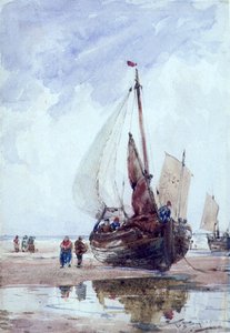 Een gestrande vissersboot door Thomas Bush Hardy
