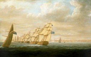 Nelsons kustblokkadesquadron bij Cadiz, juli 1797, c.1800 door Thomas Buttersworth