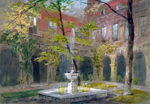 Uitzicht op het Kleine Klooster in Westminster Abbey, Londen, c. 1858 door Thomas Cafe