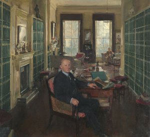 Sir Robert Witt in zijn bibliotheek op 32 Portman Square door Thomas Cantrell Dugdale