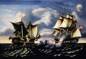 Kaping van H.B.M. fregat Macedonian door U.S. fregat United States, 25 oktober 1812 door Thomas Chambers