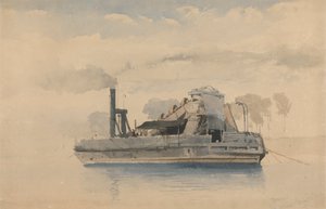 Baggerboot bij Twickenham, 22 september 1874 door Thomas Charles Leeson Rowbotham