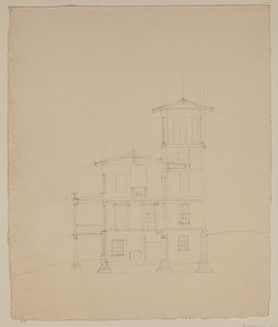 Tekening van voorgestelde villa in Catskill, ca. 1801-48