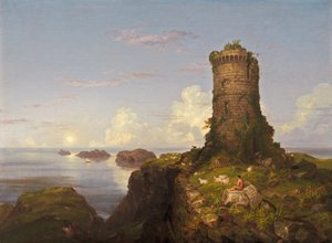 Italiaanse Kustscène met Vernielde Toren