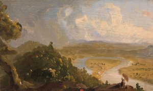 Schets voor uitzicht vanaf Mount Holyoke, Northampton, Massachusetts, The Oxbow, 1836