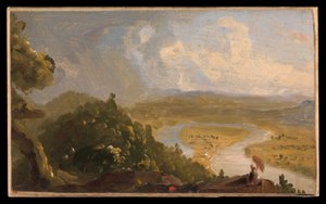 Schets voor Gezicht vanaf Mount Holyoke, Northampton, Massachusetts, na een onweersbui (De rivierbocht) door Thomas Cole