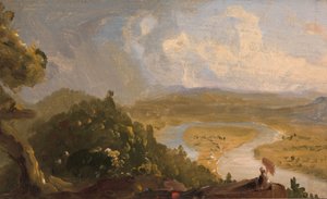 Schets voor uitzicht vanaf Mount Holyoke, Northampton, Massachusetts, na een onweersbui (De Oxbow)