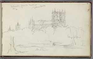 Westminster Abbey vanuit het noorden, St. James Park, ca. 1830 door Thomas Cole