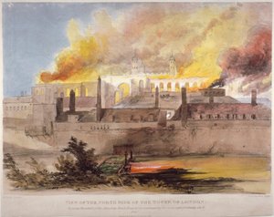 Brand in het arsenaal in de Tower of London, 30 oktober 1841 door Thomas Colman Dibdin