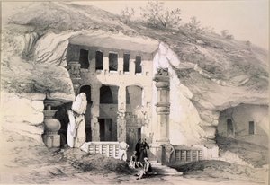 Kannari, Exterieur van de Grote Chaitya-grot, 1845 door Thomas Colman Dibdin