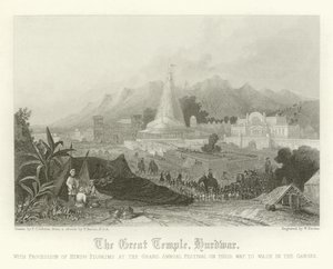 De Grote Tempel, Hurdwar, India door Thomas Colman Dibdin