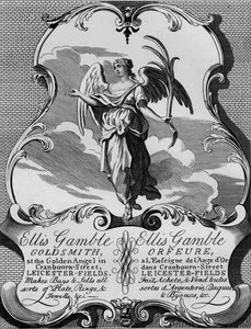 Handelskaart van goudsmid Ellis Gamble