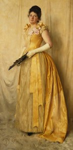 De dame in goud - Een portret van mevrouw, circa 1891 door Thomas Cooper Gotch