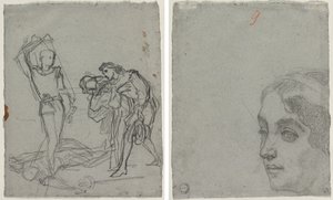 Duel na het Gemaskerde Bal (recto); Hoofd van een Vrouw (verso)