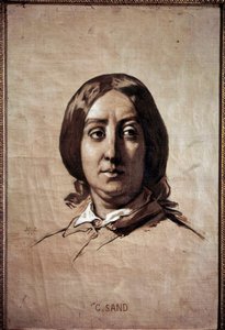 Portret van Georges Sand (1804-1876) (Aurore Dupin, Barones Dudevant) Franse schrijfster Tekening door Thomas Couture (1815-1879) 1859 Versailles, musee du chateau door Thomas Couture