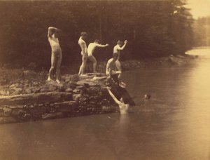 Studie voor het zwemgat door Thomas Cowperthwait Eakins