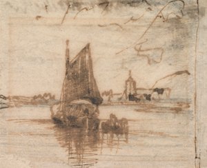 Een Zeilboot in de Windstilte door Thomas Creswick