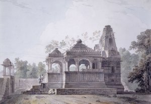 Een hindoeïstische tempel in het fort van Rohtas, Bihar door Thomas Daniell