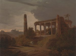 Indiaas Landschap met Tempelruïnes