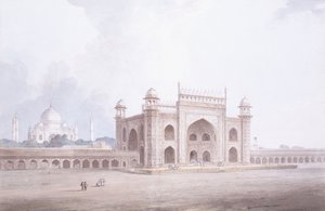 De poort van de Taj Mahal, Agra, Uttar Pradesh