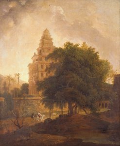 Reizigers op een Pad bij het Kalyan Mahal, Gingee, Tamil Nadu door Thomas Daniell