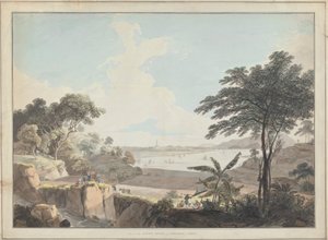 Uitzicht op de Canton-rivier, nabij Whampoa, China door Thomas Daniell
