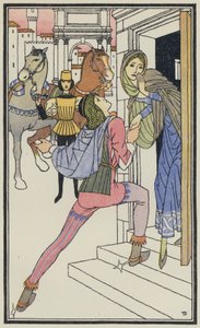Illustratie voor De Decameron van Boccaccio (kleurenlitho)