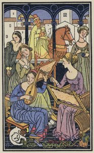 Illustratie voor De Decameron van Boccaccio (kleurenlitho)