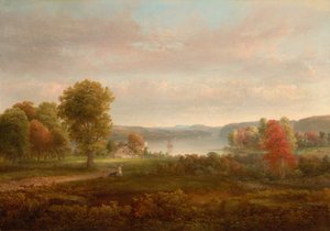 Uitzicht op de Hudson in de Herfst
