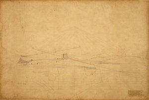 Perspectieftekening voor De Biglin Broers Draaien De Paal door Thomas Eakins