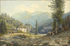 Uitzicht op de Residentie van Aartshertog Johann in Gastein Hot Springs door Thomas Ender