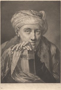 Porträt eines Mannes mit Turban, auf ein Buch gelehnt door Thomas Frye