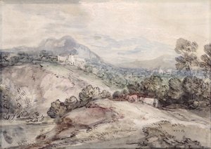 Een Heuvelachtig Landschap door Thomas Gainsborough
