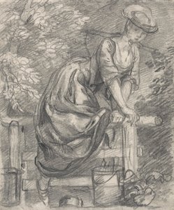 Een Melkmeisje Klimt over een Hek door Thomas Gainsborough