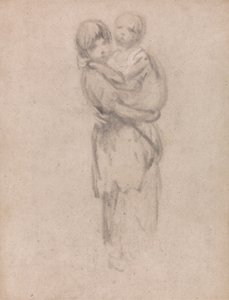 Een Jong Meisje dat een Kind Vasthoudt door Thomas Gainsborough