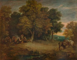 Zigeunerkamp: Zonsondergang, ca. 1758, 1935 door Thomas Gainsborough