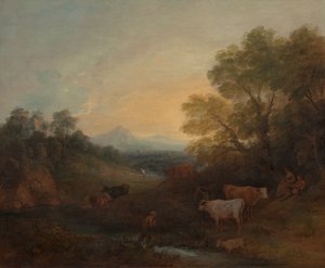 Landschap met vee door Thomas Gainsborough