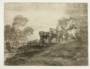 Landschap met vee bij een huisje door Thomas Gainsborough