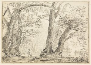 Man met Hond in Bos door Thomas Gainsborough