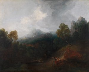 Bergvallei met figuren en een afgelegen dorp, tussen 1773 en 1777