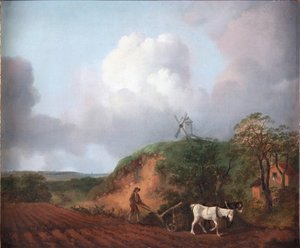 Boer ploegt met twee paarden, 1750-1753