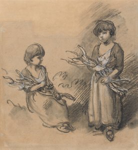 Studies van meisjes die takken dragen door Thomas Gainsborough