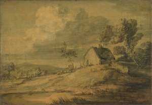 Boslandschap met huisje, koeien en schapen, ca. 1770 door Thomas Gainsborough